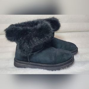 UGG Australia Cathie Suede Faux Fur BOOTIES Black Size 6